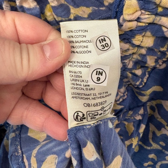 Free People On The Block Blue Combo Bell Sleeve Blouse | Size S - Picture 8 of 8